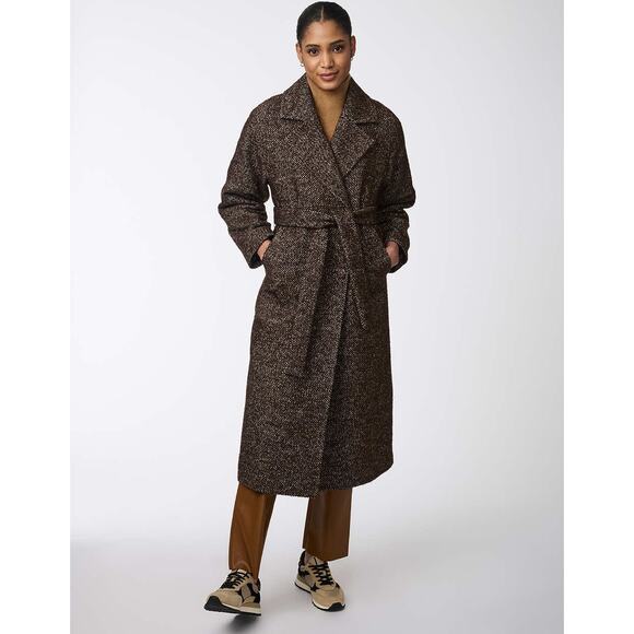 Bernardo Coat Icon Refined Belted Wool Women's Size Large Brown NWT - Picture 1 of 13